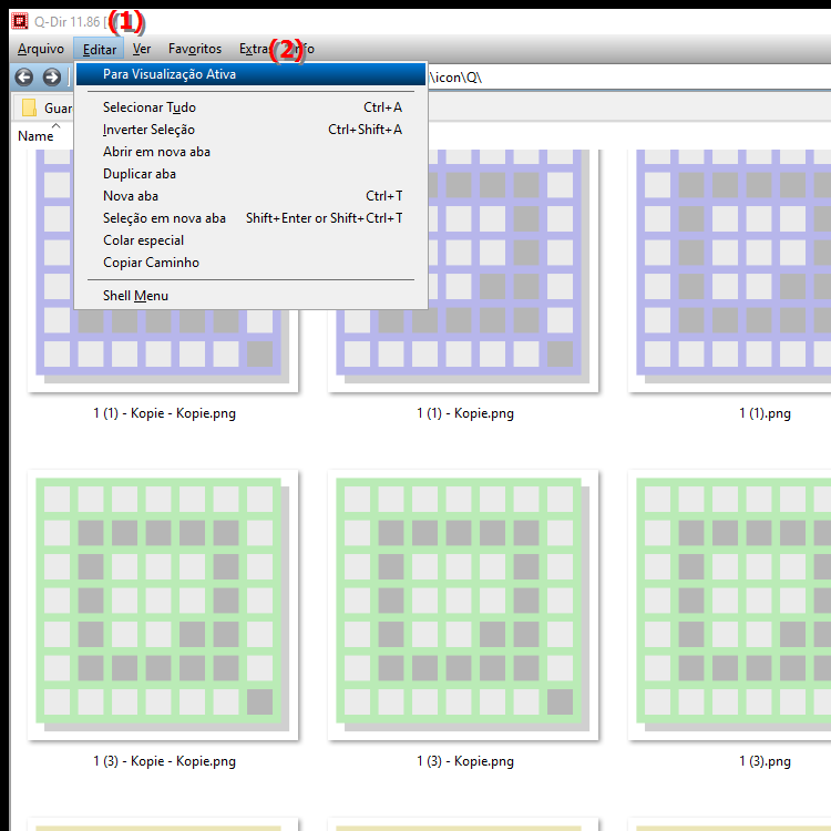 Quais funções de edição estão disponíveis para a janela ativa